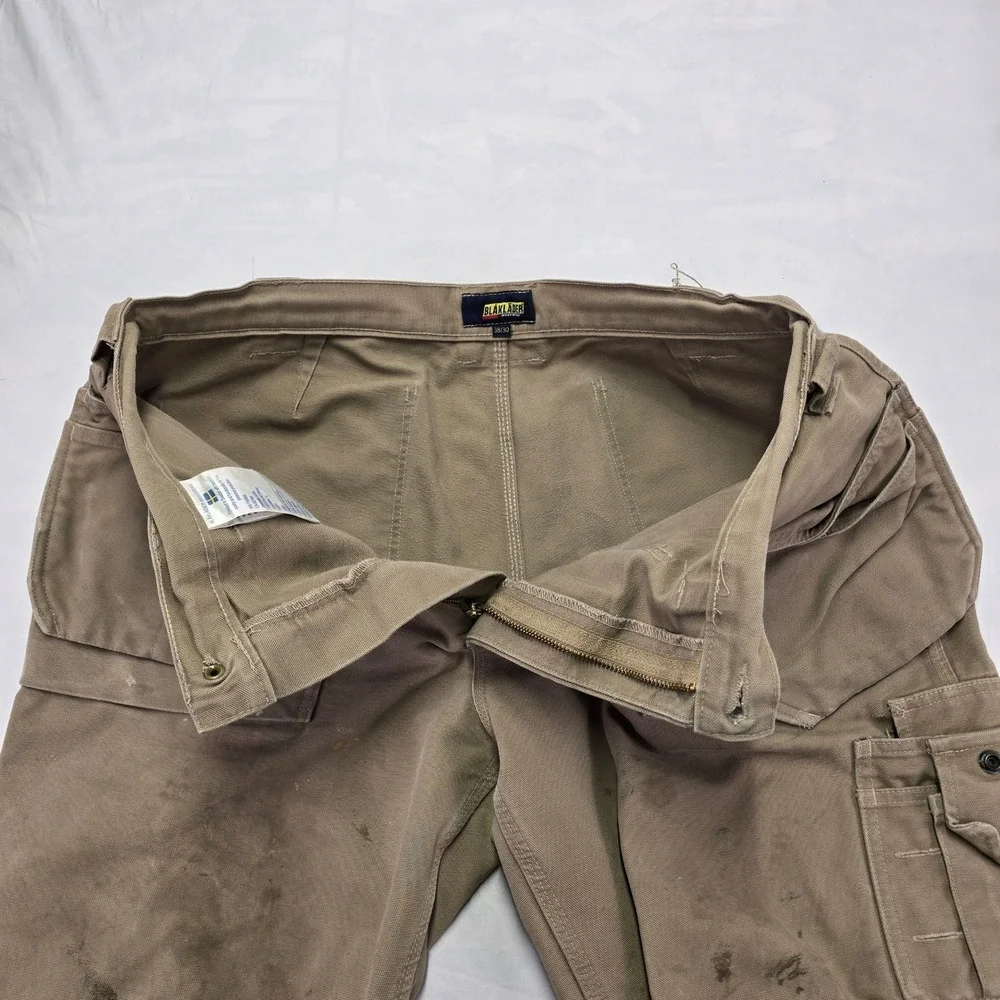 Blaklader Workwear Khaki Cargo Pants Men Sz 38/30 Carpenter Utility‎ Tool Pocket